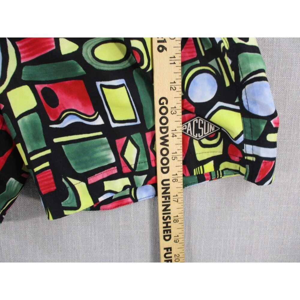 PacSun Mens Geometric Print Swim Shorts Size M Black Multi-Color Elastic Waist‎ - Picture 7 of 9